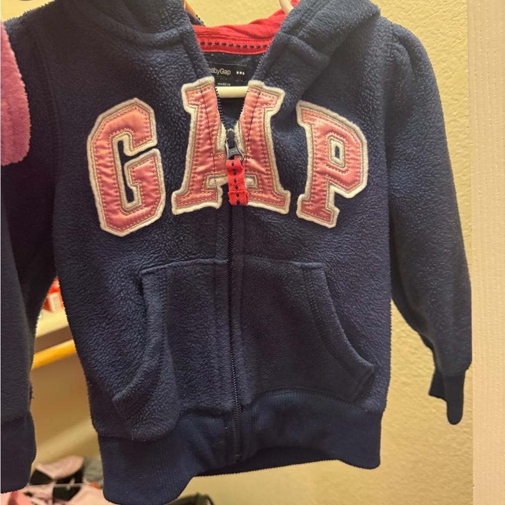 GAP Baby Navy and Pink Fleece Hoodie